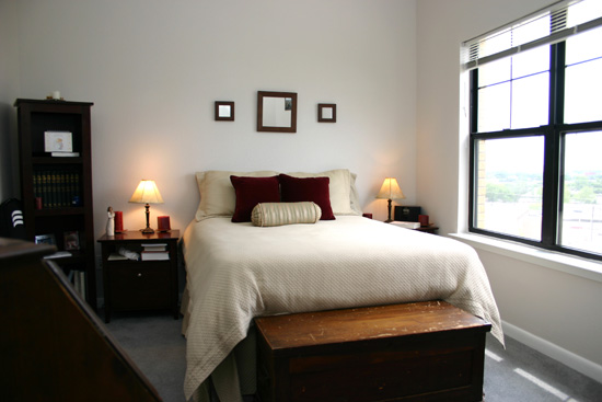 One Bedroom + Study: This is a bedroom setup for a bedroom/study apartment Dallas Theological Seminary