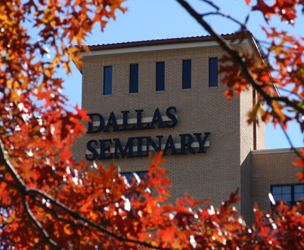 Swiss Tower in the fall Dallas Theological Seminary